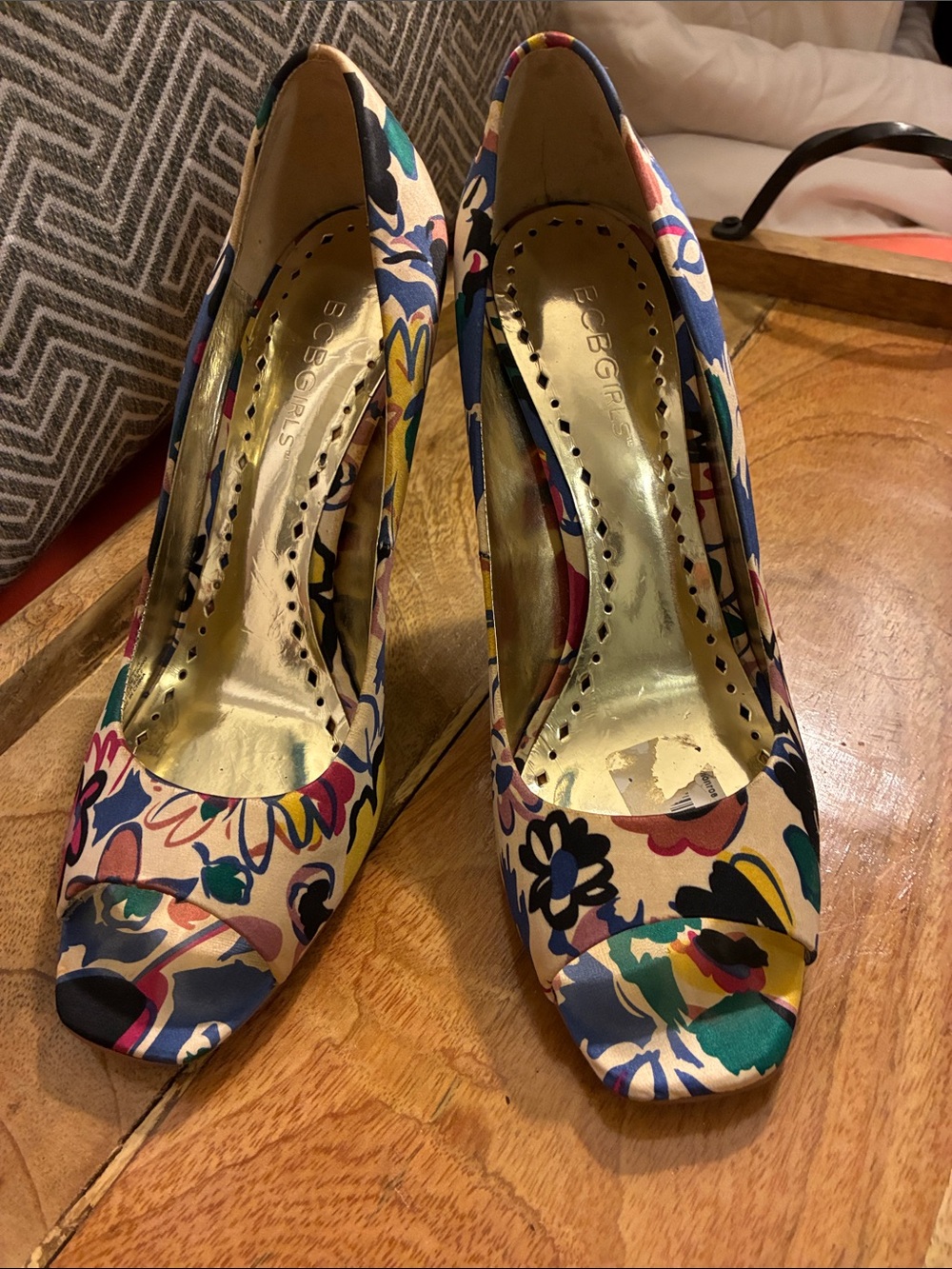 Last Chance BCBGirls Multicolor Floral Peep-Toe Heels - Picture 11 of 15